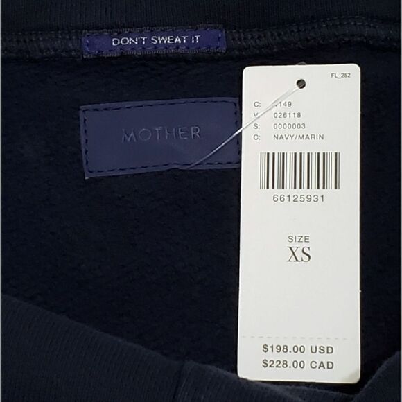 Mother Relaxed Funnel-Neck Sweatshirt In Navy Blue Size Extra Small NWT - Picture 7 of 7